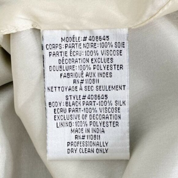 ANTHROPOLOGIE x YOANNA BARASCHI Size 10 Dress Silk Black Cream Lined Prom Formal - Picture 10 of 12